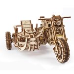 Maquette en bois : moto scrambler ugr - 10 avec side - car - ugears Maquette en bois : moto scrambler ugr - 10 avec side - car - ugears