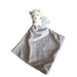 Obaibi - doudou chat blanc avec mouchoir gris a pois dos rose