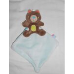 Ours sucre d'orge marron et bleu plat triangle oreille orange ventre vert arriere bleu turquoise cajou ...