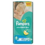 Pack 44 couches pampers active baby dry taille 6 (16 kg et + )