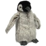 Peluche b�b� pingouin debout de 15 cm gris noir