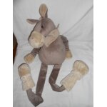 Peluche doudou cheval ane poney 80 cm - longue jambe - marron beige crme ecru taupe foulard raye - cmi ...