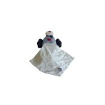 Peluche pingouin mouchoir bleu blanc sucre d'orge