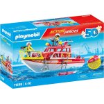 Playmobil action heroes 71598 - bateau de sauvetage et pompiers (spcial 50 ans)