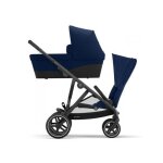 Poussette duo 2 enfants gazelle s avec nacelle - noir navy blue - bleu