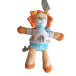 Tex - doudou lion orange pull blanc elephant lion pantin