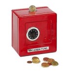 Tirelire coffre fort en m�tal rouge