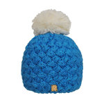 Bonnet turquoise, pompon cru
