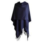 Grand poncho bleu marine frang