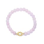 Bracelet lastique breloque soleil - perles quartz rose