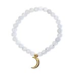 Bracelet lastique pierre de lune - breloque lune