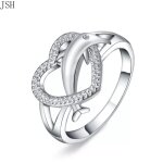 Bague en argent pour femmes belle bague en forme de c?ur dauphin feuille mignon noble jolie Bague en argent pour femmes belle bague en forme de c?ur dauphin feuille mignon noble jolie