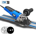 Mini scie circulaire avec rail de guidage 500w coupe droite carrelage bois mtal piste de