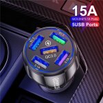 Uslion chargeur usb 5 ports pour voiture charge rapide 3. 0 15a tlphone portable compatible