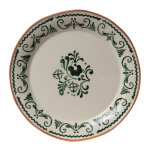 Assiette plate en faence coloris blanc et vert clara 28 x h 3 x 27, 5 cm