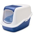 Bac  litire maison de toilette bleue pour les chats