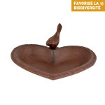 Bain d oiseau forme c?ur en fonte marron 17x14, 9x7, 8 cm