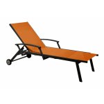 Bain de soleil en aluminium graphite et toile textylne paprika oro - 190 x 68 x 34 c