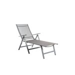 Bain de soleil pliant en aluminium et textilne coloris gris rosa - 136 x 74 x 107 cm