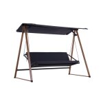 Balancelle en aluminium look bois et toile grise - 135 x 173 x 224 cm