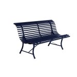 Banc louisiane fermob en acier coloris bleu abysse 150 cm