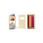 Bo�te en bois de 12 crayons de couleur 19x10, 5x2 cm