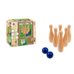 Bo�te jeu de 6 quilles + 2 boules bois naturel 18x18x20 cm � partir de 5 ans