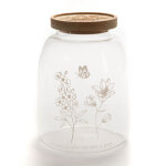 Bonbonnire en verre borosilicate coloris transparent avec un motif nature 14 x h 1
