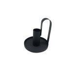 Bougeoir en m�tal noir avec anse haute - � 8 x h 10 cm