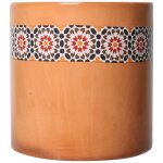 Bougie en cire blanche dans pot terracotta avec m�che ext�rieure - � 15 x h 15 cm