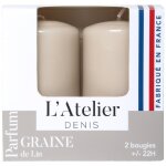 Bougies cylindriques beige parfum lin l atelier de denis - l tui de 2