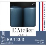 Bougies cylindriques bleu parfum douceur des l atelier de denis - l tui de 2
