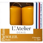 Bougies cylindriques ocre parfum soleil fruité l atelier de denis - l étui de 2 Bougies cylindriques ocre parfum soleil fruité l atelier de denis - l étui de 2