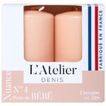 Bougie cylindrique rose l atelier de denis - le pack de 2