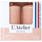 Bougies cylindriques rose parfum rêve poudré l atelier de denis - l étui de 2 Bougies cylindriques rose parfum rêve poudré l atelier de denis - l étui de 2