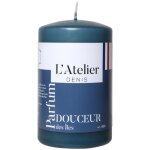 Bougie cylindrique taille s bleu parfum douceur des l atelier de denis -  6, 8 x h