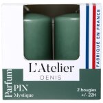 Bougies cylindriques vert parfum sapin l atelier de denis - l tui de 2