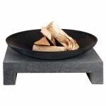 Brasero en fonte sur table granito rectangulaire - 59 x 59 x 23 cm