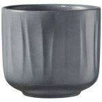 Cache - pot en c�ramique gris clair verni bagua - � 19 x h 17 cm