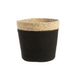Cache - pot coloris noir vannerie naturelle - 27 x 25, 5 x 21 cm