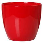Cache - pot coloris rouge en c�ramique - � 16 cm
