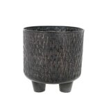 Cache pot en métal sur pied zinc - Ø 22, 5 x h 23 cm Cache pot en métal sur pied zinc - Ø 22, 5 x h 23 cm
