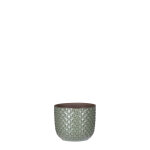 Cache pot rond en c�ramique vert mica d�corations daan - � 11 cm