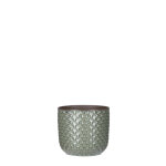 Cache pot rond en c�ramique vert mica d�corations daan - � 12 cm