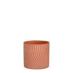 Cache pot rond en terre cuite coloris terra elin - � 17 cm