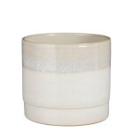 Cache pot rond en terre cuite crme mica dcorations olof -  22 cm