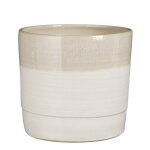 Cache pot rond en terre cuite cr�me mica d�corations olof - � 26 cm