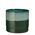 Cache pot rond en terre cuite vert mica d�corations olof - � 22 cm