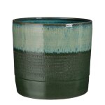 Cache pot rond en terre cuite vert mica décorations olof - Ø 26 cm Cache pot rond en terre cuite vert mica décorations olof - Ø 26 cm