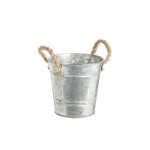 Cache - pot seau avec anses coloris gris en zinc - Ø 13, 5 cm Cache - pot seau avec anses coloris gris en zinc - Ø 13, 5 cm